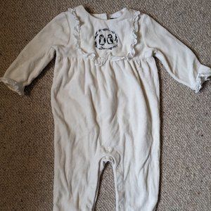 Janie and Jack ivory velvet baby penguins long sleeve romper 6 to 12 months
